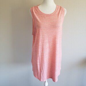 Athleta Tank Top Women Large Orange Stripe Breezy Modal Blend Camisole Long